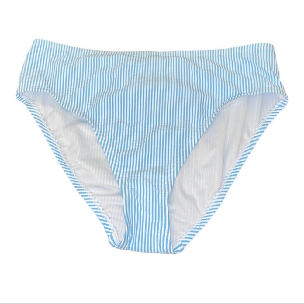 NWOT ELLEN TRACY Womens Bikini Bottoms Seersucker Print Blue White Size 12